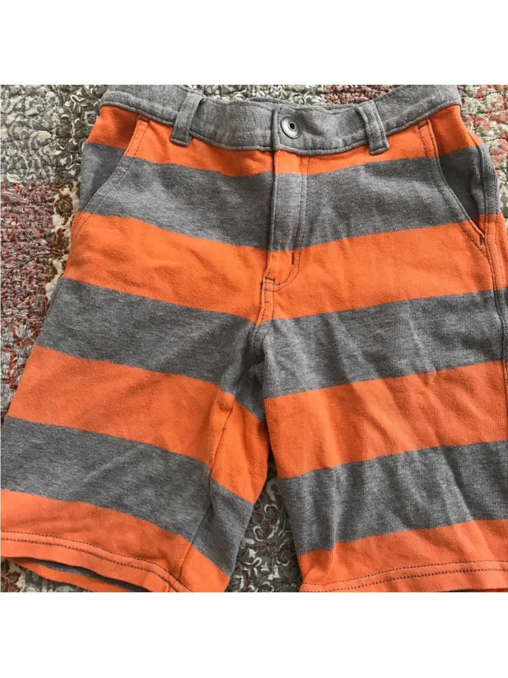 Gymboree Orange and Gray Striped Flat Front Shorts